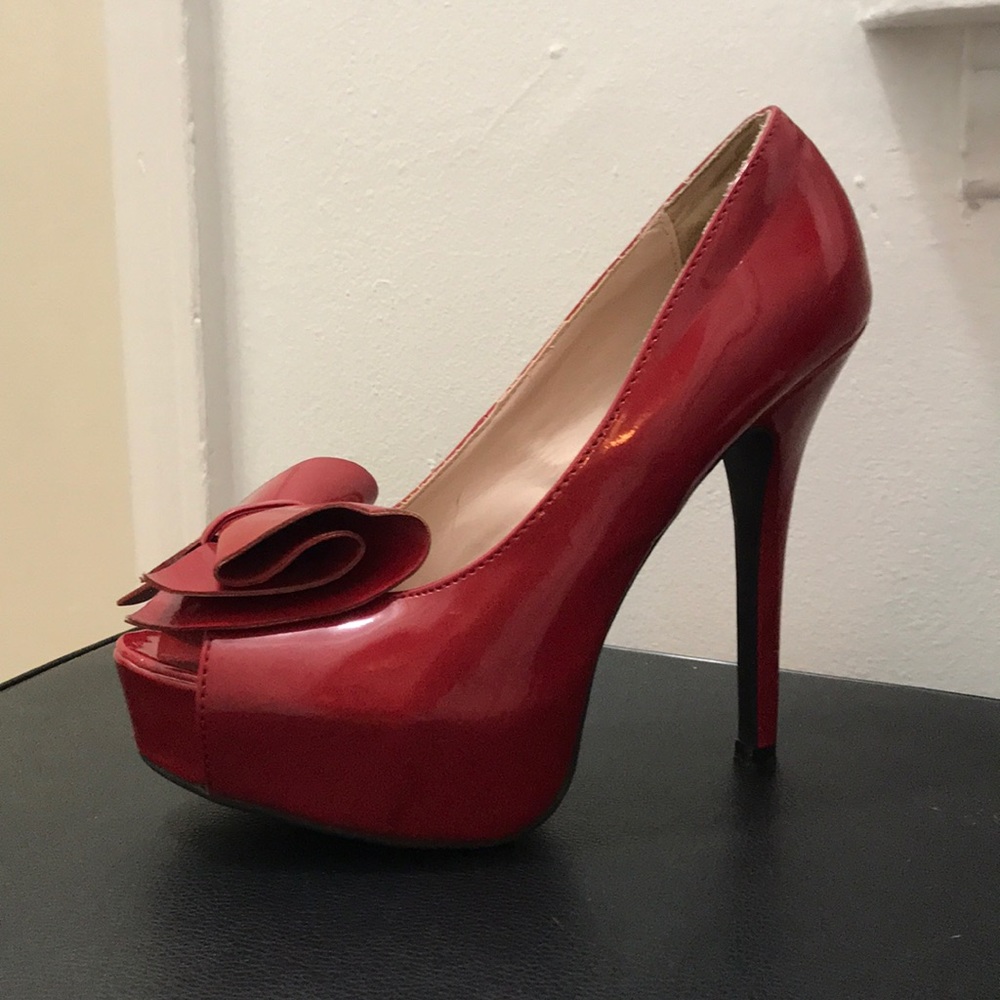 Red Peep Toe Pumps